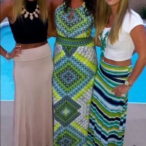 Green maxi dress with keyhole